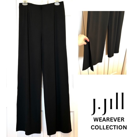J.Jill Wearever Split Wide Leg Pull On Jersey Pants Size XS Black - Picture 1 of 12